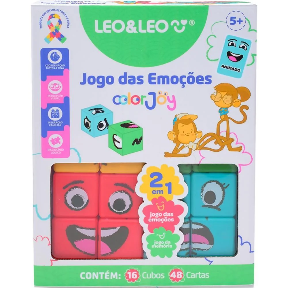 Jogo Da Memoria Emocoes Cubo 2X1 Color Joy Leonora