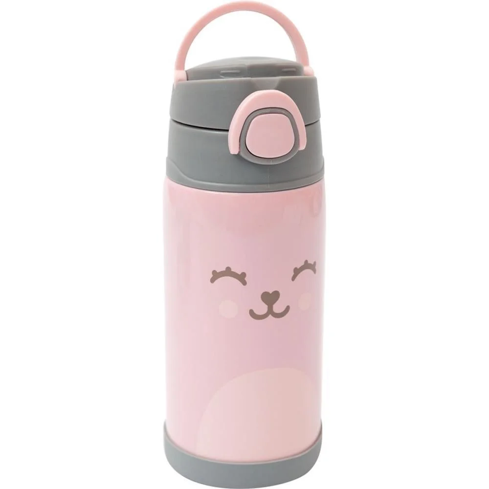Garrafa Termica Gummy Rosa 400Ml. Fliptop Buba
