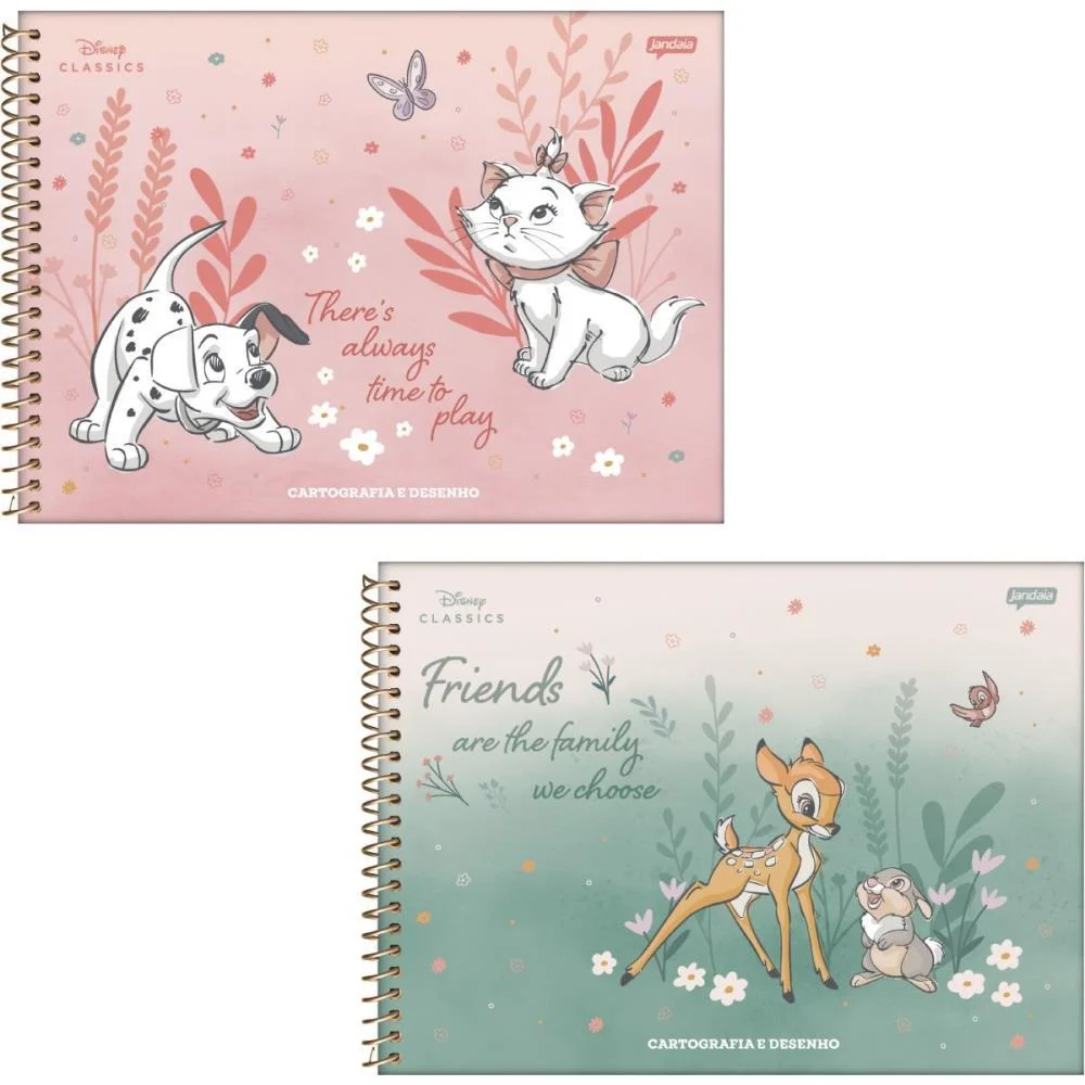 Caderno Desenho Univ Capa Dura Disney Classicos 80Fls. Jandaia Com 4 Unidades