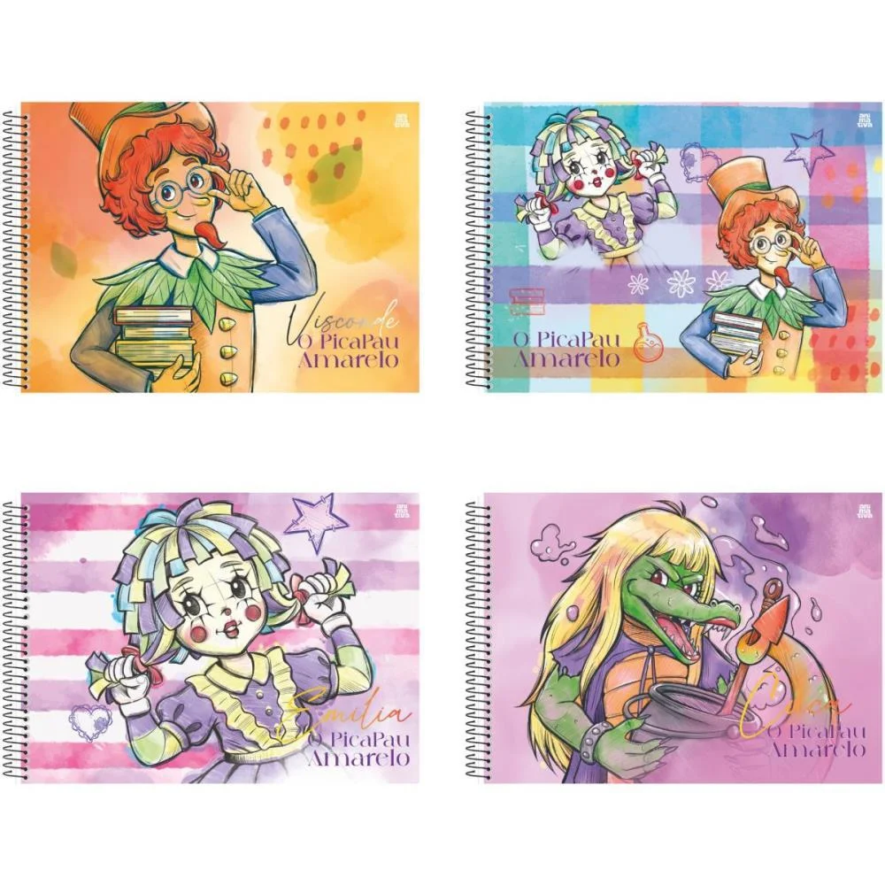 Caderno Desenho Univ Capa Dura O Pica Pau Amarelo 60F Animativa Com 5 Unidades
