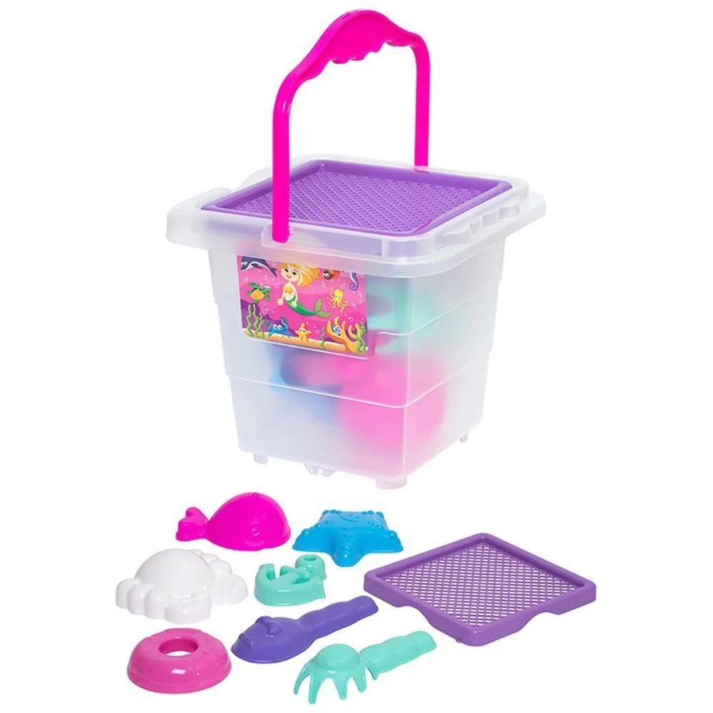 Baldinho De Praia Menina Com Moldes E Pa Merco Toys