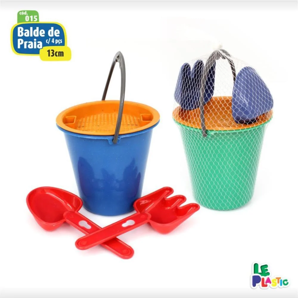 Baldinho De Praia Baldinho 13Cm C/ Acessorios Leplastic (Pct.c/06)