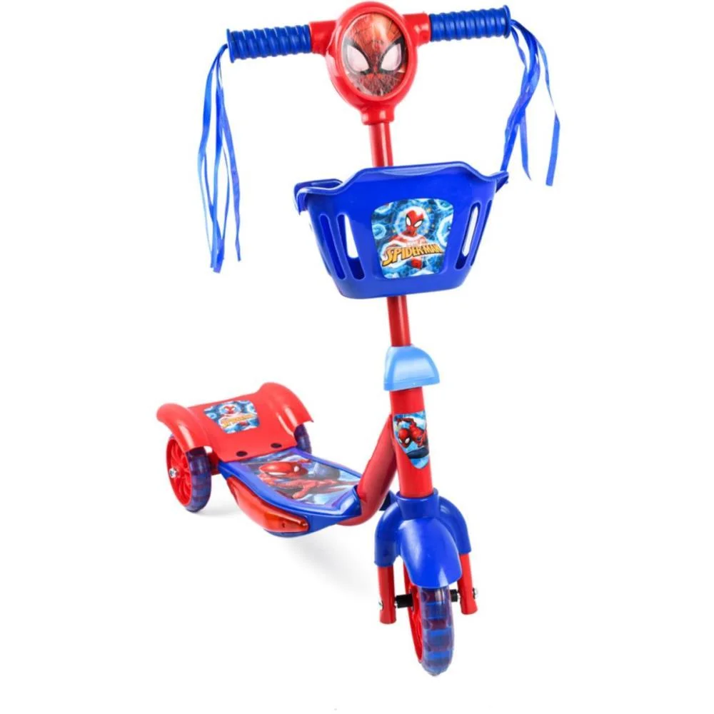 Patinete Spider Man C/Luz/Som/Cestinha Bbr