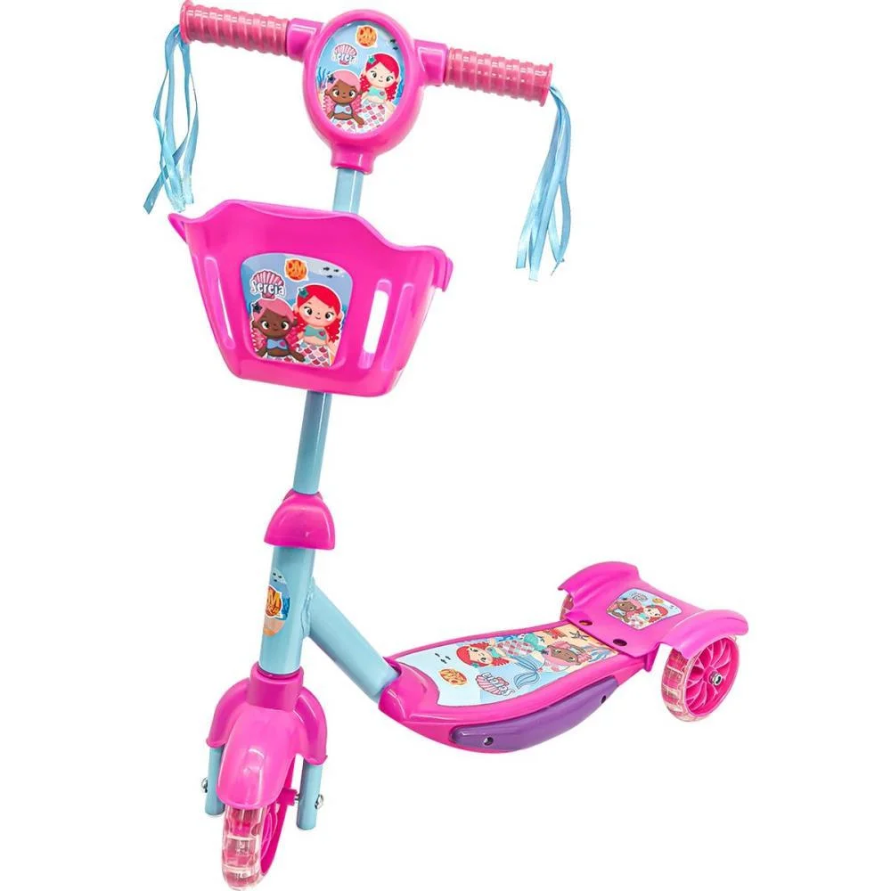 Patinete Sereia C/Luz,Som E Cesta Dm Toys