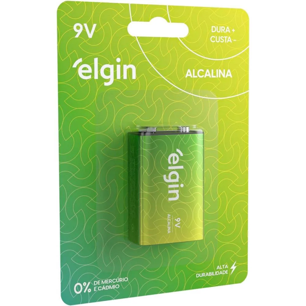 Pilha Bateria 9V Alcalina Elgin (Bl.c/01)