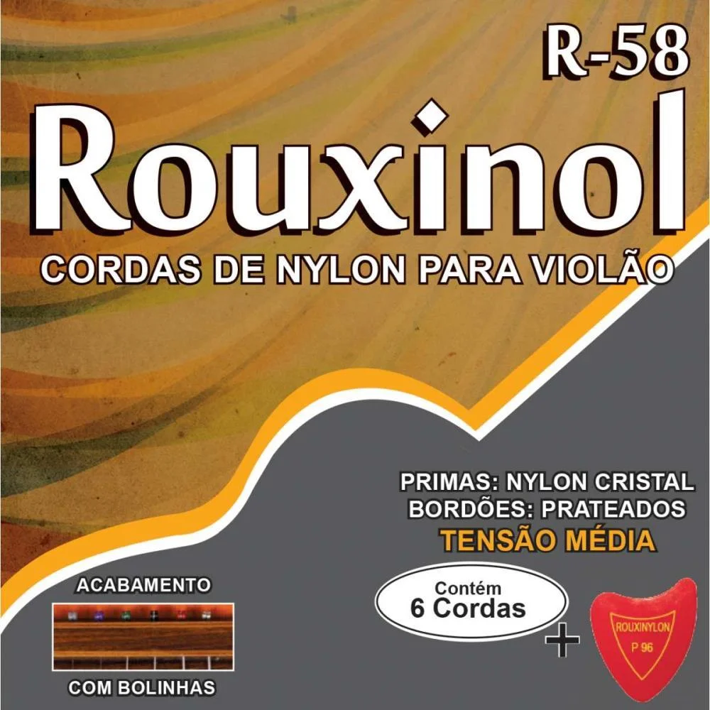 Encordoamento P/Violao Nylon Cr/Prat.c/Bolin Rouxinol