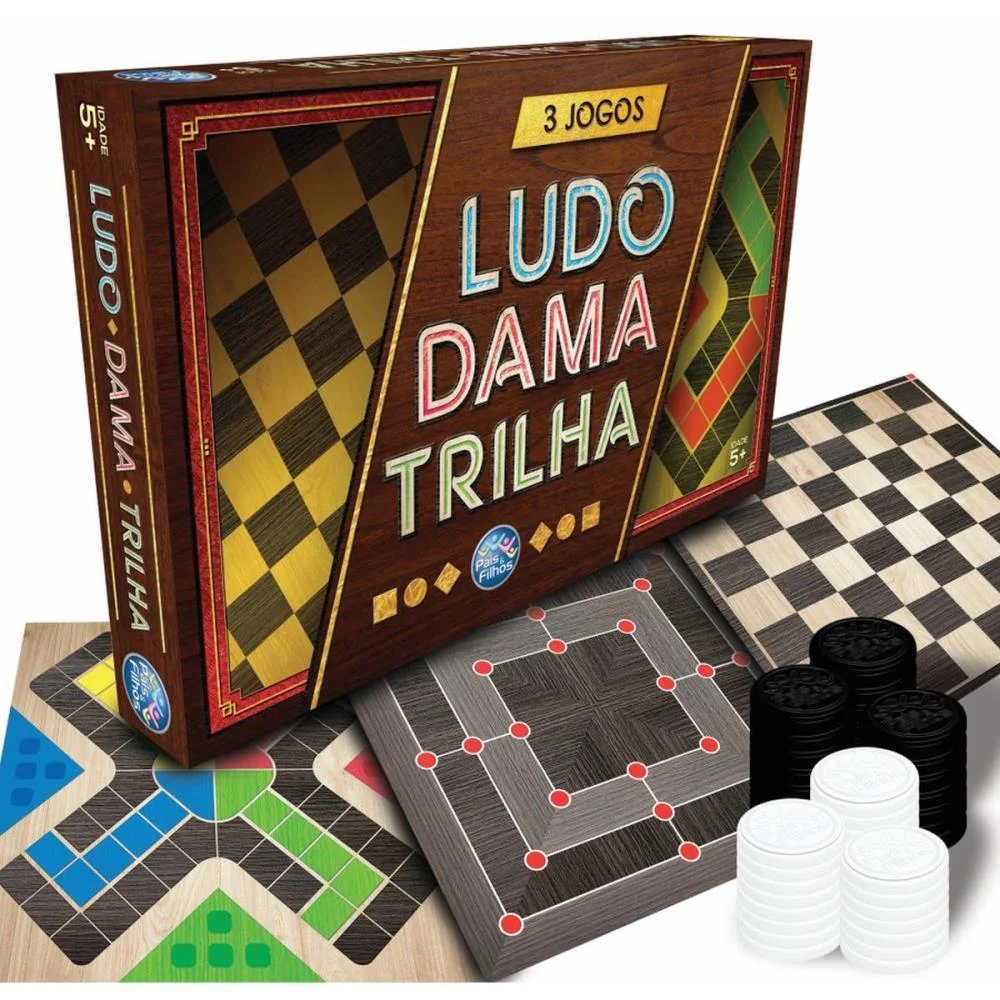 Jogo De Tabuleiro 3 Jogos Ludo/Dama E Trilha Pais E Filhos