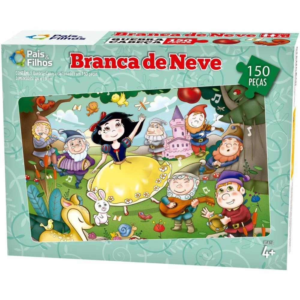 Quebra-Cabeca Cartonado Branca De Neve 150 Pecas Pais E Filhos