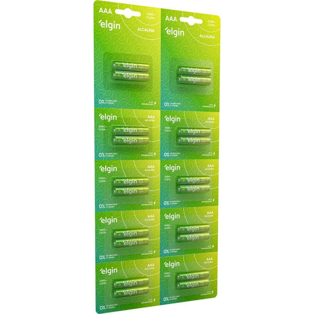 Pilha Alcalina Palito Aaa 10Blistersx2Unids Elgin (Cartela)