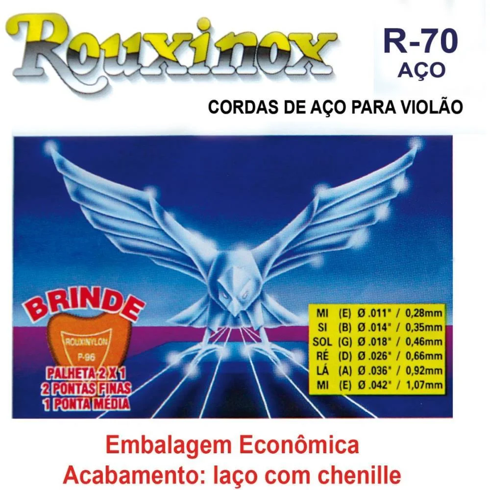 Encordoamento P/Violao Aco Inox C/Chenille Rouxinol