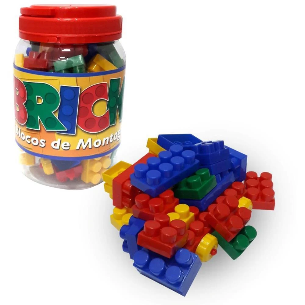 Brinquedo Para Montar Bricks Blocos Montagem 56Pecas Pais E Filhos (Pote)