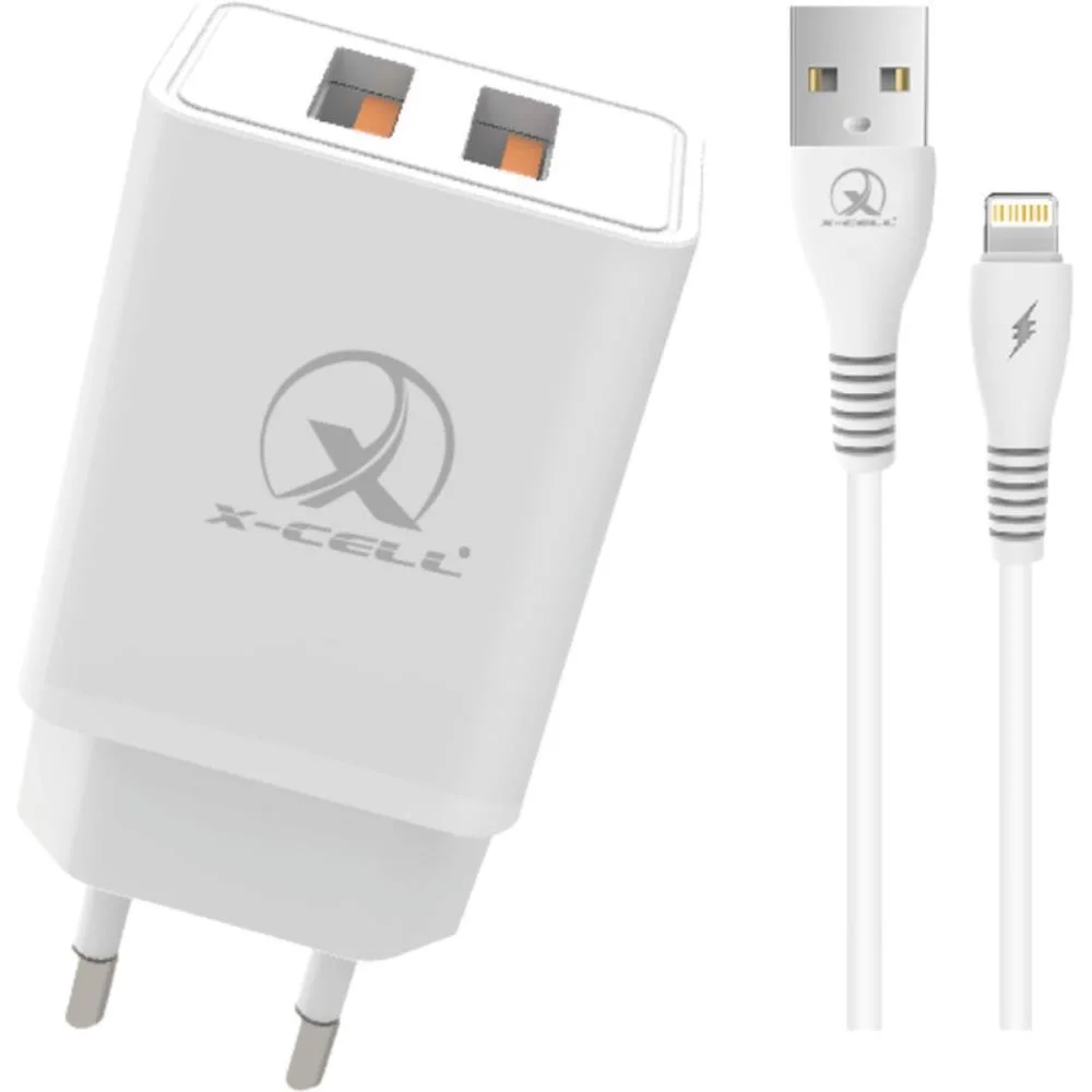 Carregador Celular De Parede 2X1 Cabo Usb 6A+Ios 1M Com Car Flex