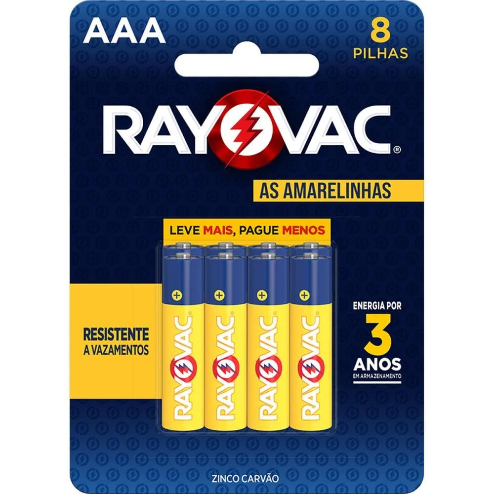 Pilha Zinco Palito Aaa Leve+ Pague- Rayovac (Bl.c/08)