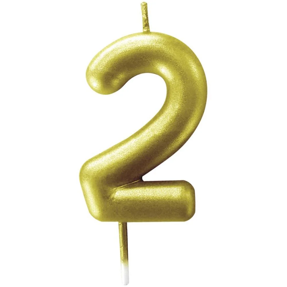 Vela Para Aniversario N.02 Ouro Metalizada  6Cm Make+ (Cx.c/12)