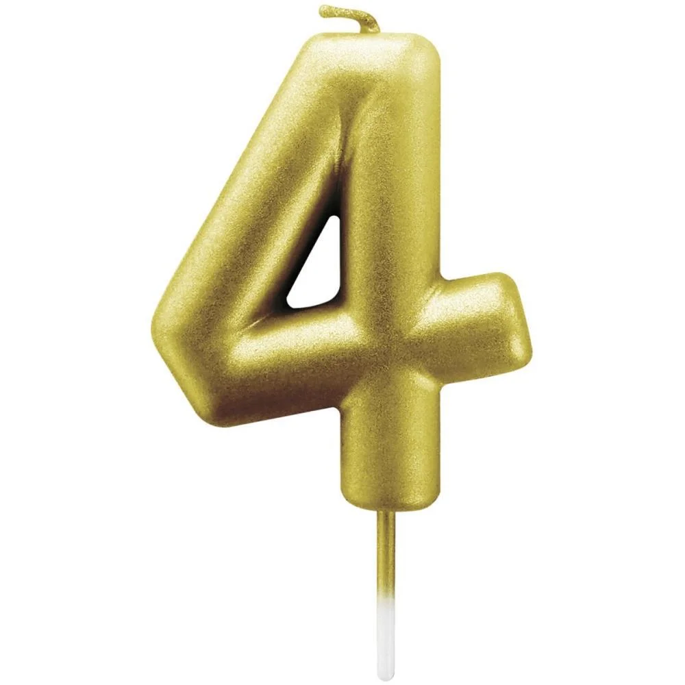 Vela Para Aniversario N.04 Ouro Metalizada 6Cm Make+ (Cx.c/12)