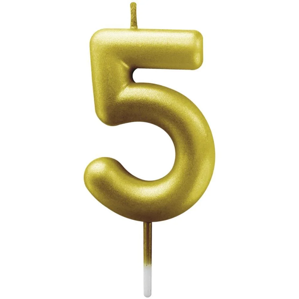 Vela Para Aniversario N.05 Ouro Metalizada 6Cm Make+ (Cx.c/12)