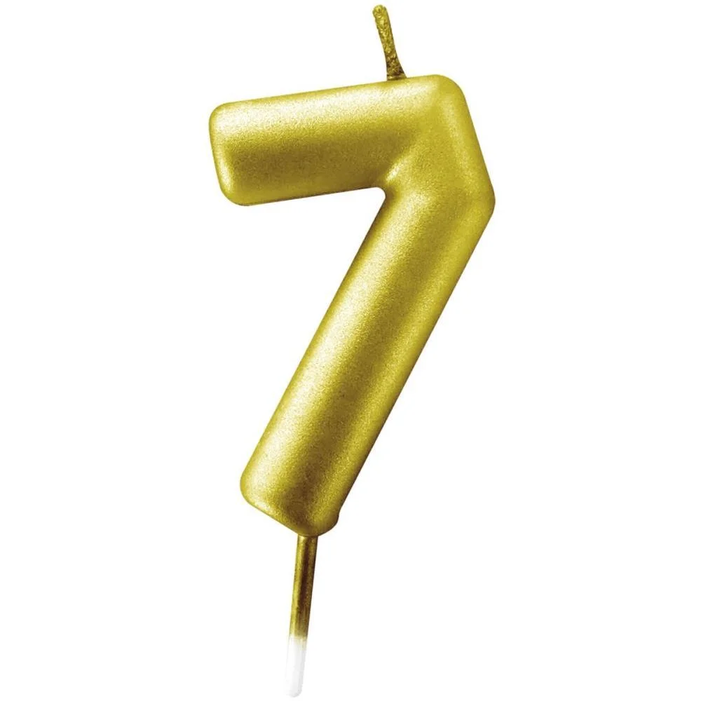 Vela Para Aniversario N.07 Ouro Metalizada 6Cm Make+ (Cx.c/12)