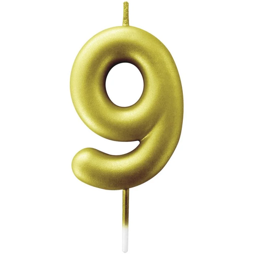 Vela Para Aniversario N.09 Ouro Metalizada 6Cm Make+ (Cx.c/12)