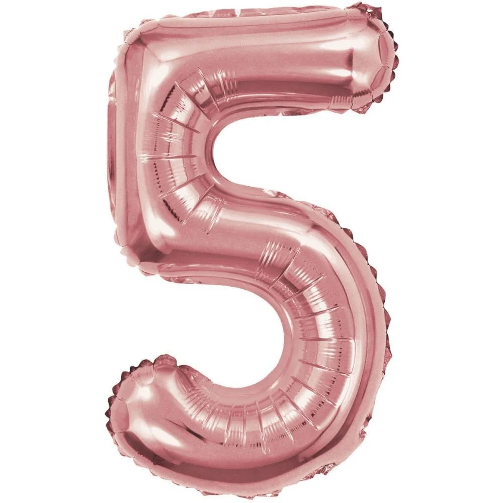Balao Metalizado Numero 5 Rose 40Cm. Make+