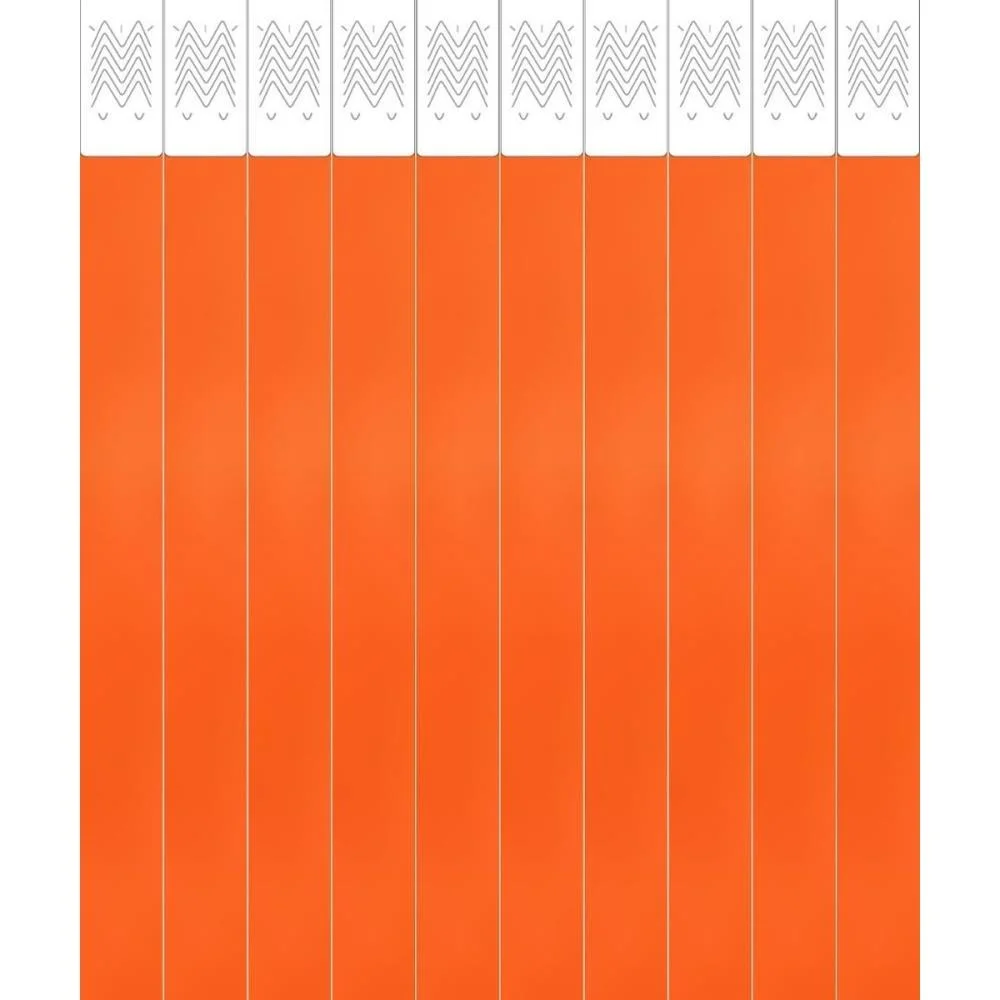 Pulseira Identificacao Tyvek Laranja Fluor Tecnomidia (Pct.c/50)