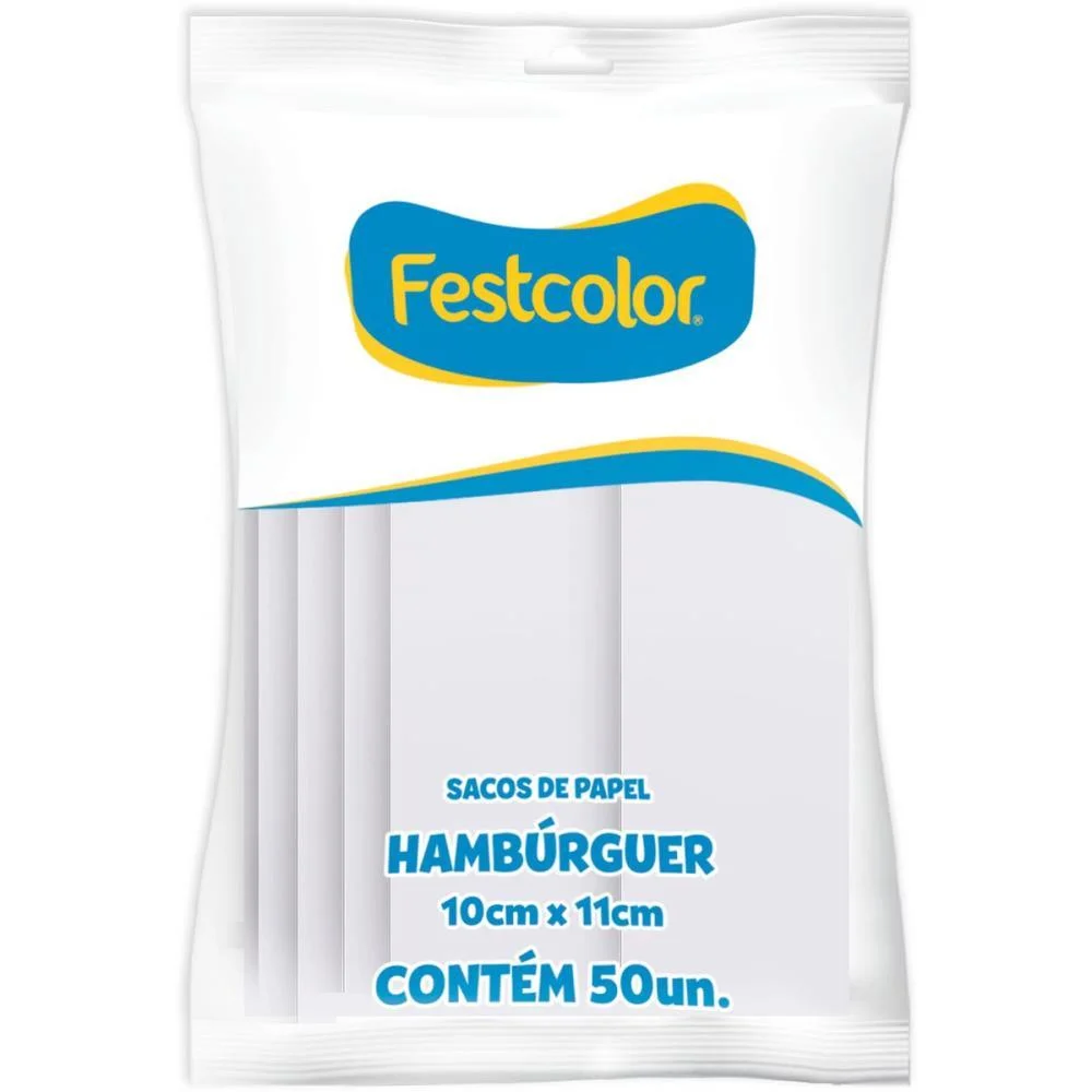 Embalagem Para Alimentos Saquinho Papel Hamburguer Festcolor (Cx.c/500)