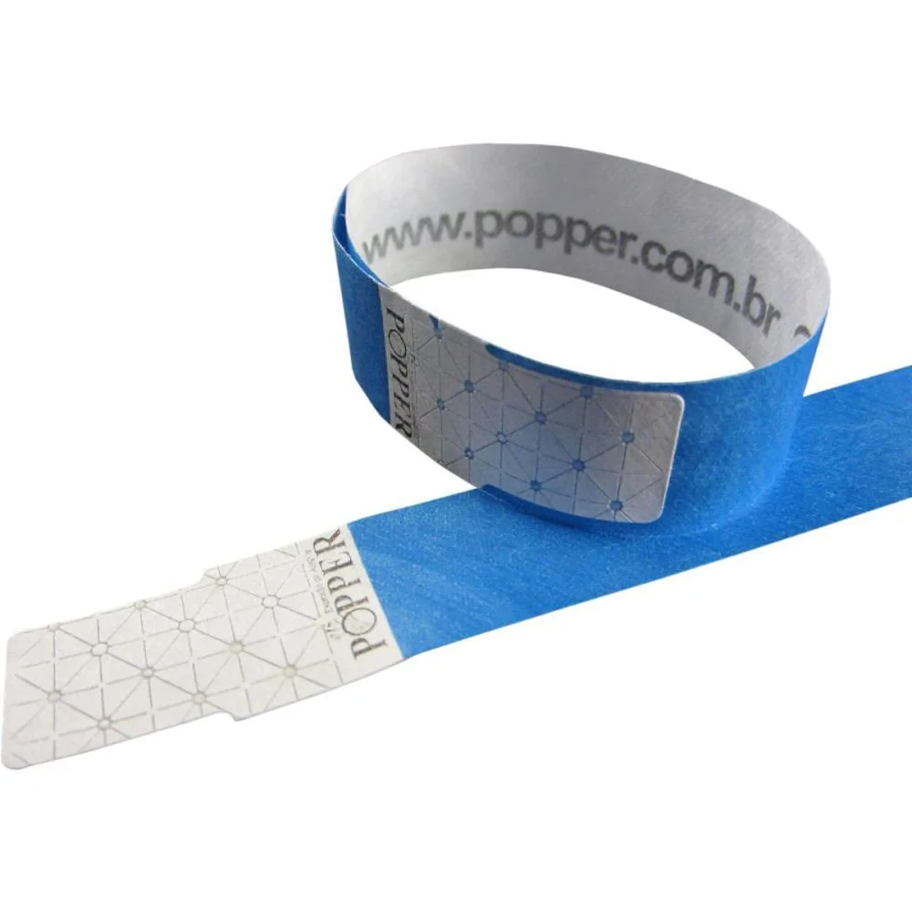 Pulseira Identificacao Azul Fluor Tyvek Klf Festas (Pct.c/50)