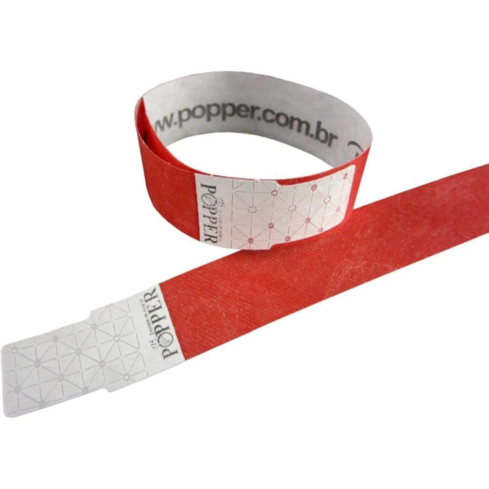 Pulseira Identificacao Vermelha Tyvek Klf Festas (Pct.c/50)