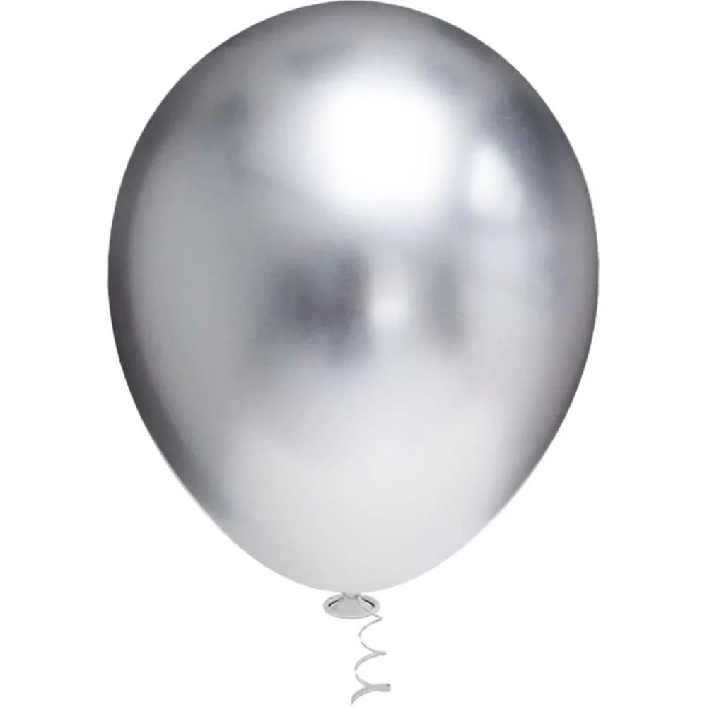 Balao 10 Liso Platino Prata Redondo Riberball (Pct.c/25)