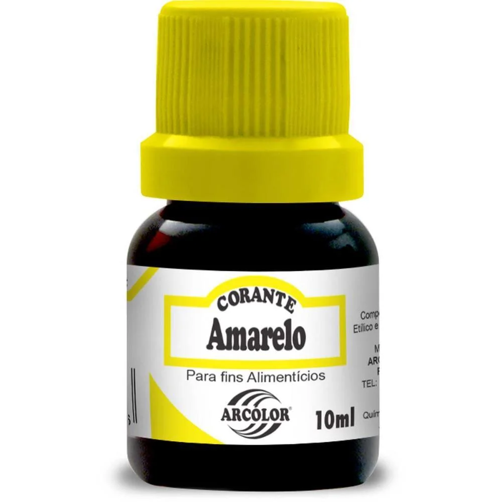 Corante Liquido Alimenticio Amarelo 10Ml. Arcolor (Cx.c/12)