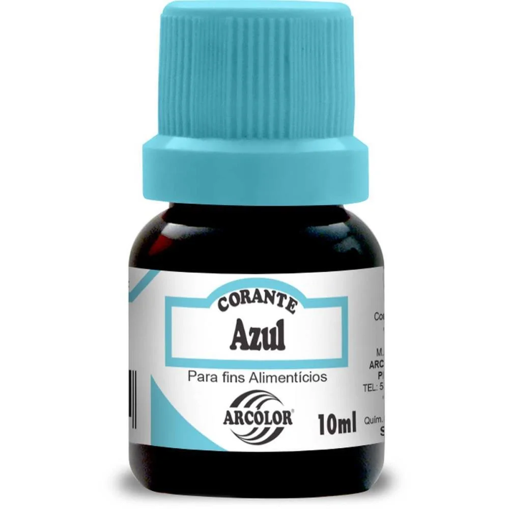 Corante Liquido Alimenticio Azul 10Ml. Arcolor (Cx.c/12)