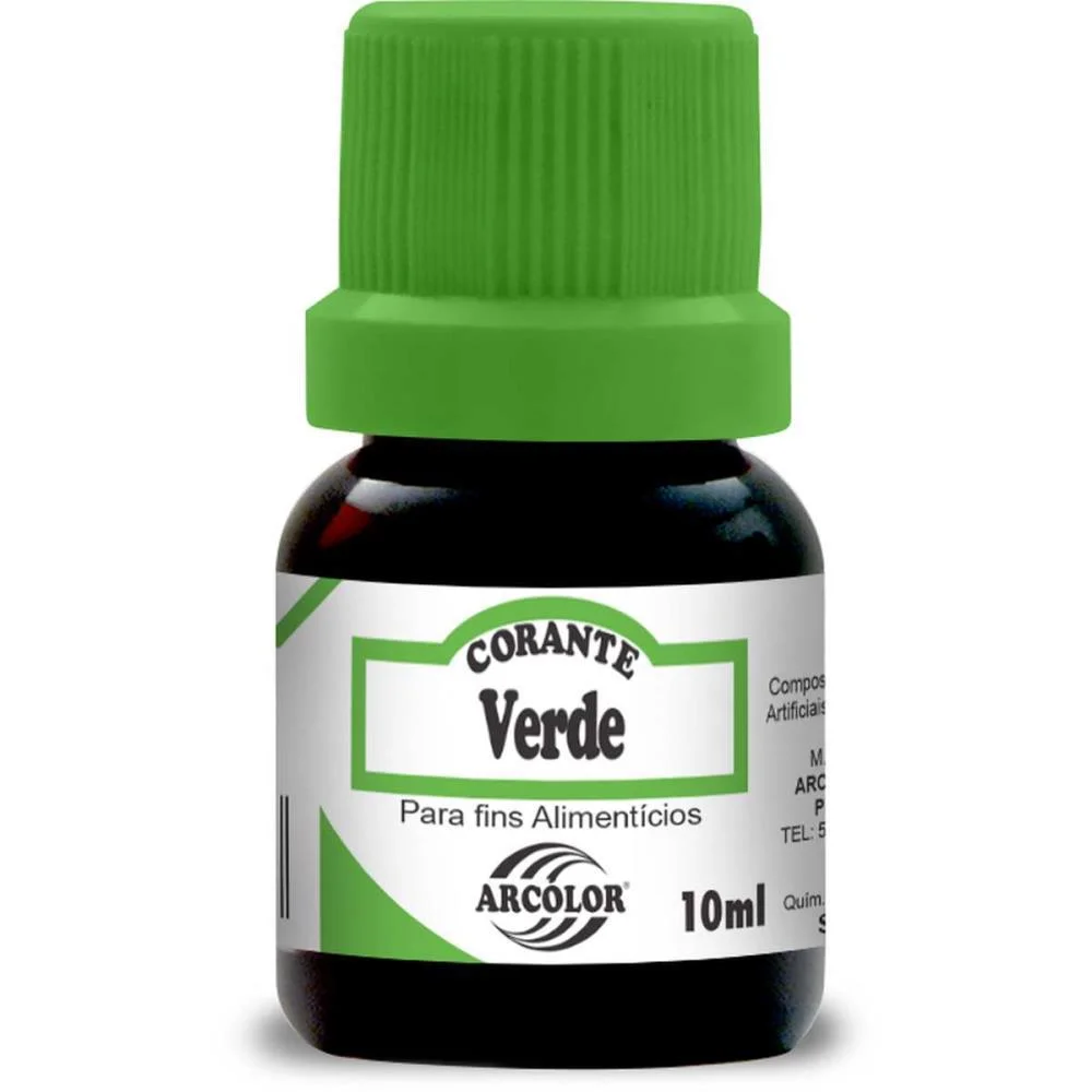 Corante Liquido Alimenticio Verde 10Ml. Arcolor (Cx.c/12)