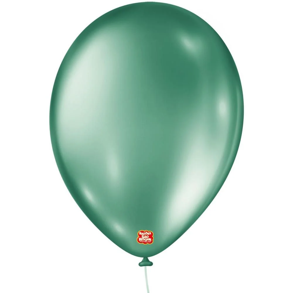 Balao 9 Liso Metalizado Verde Sao Roque (Pct.c/25)