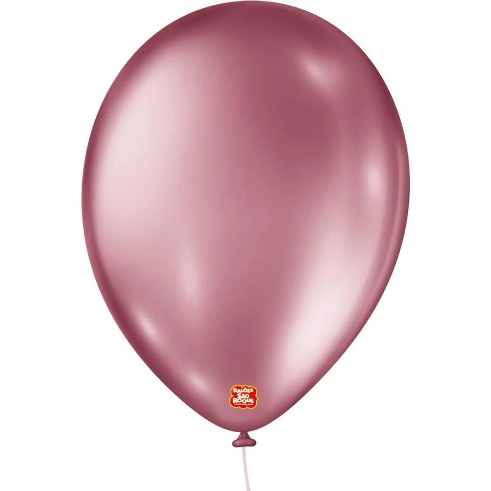 Balao 9 Liso Metalizado Rosa Sao Roque (Pct.c/25)
