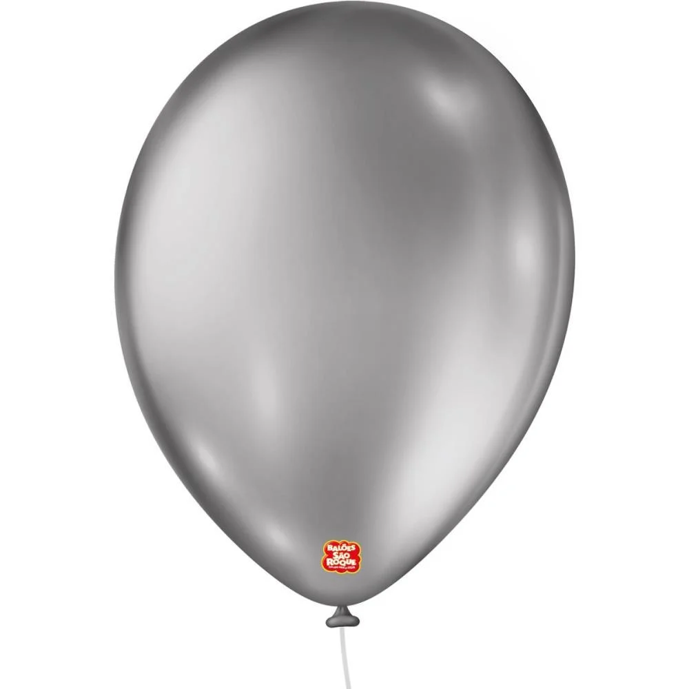 Balao 9 Liso Metalizado Prata Sao Roque (Pct.c/25)
