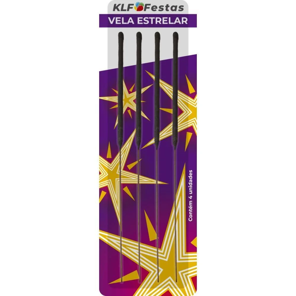 Vela Para Aniversario Estrelar C/04 Klf Festas (Pct.c/10)