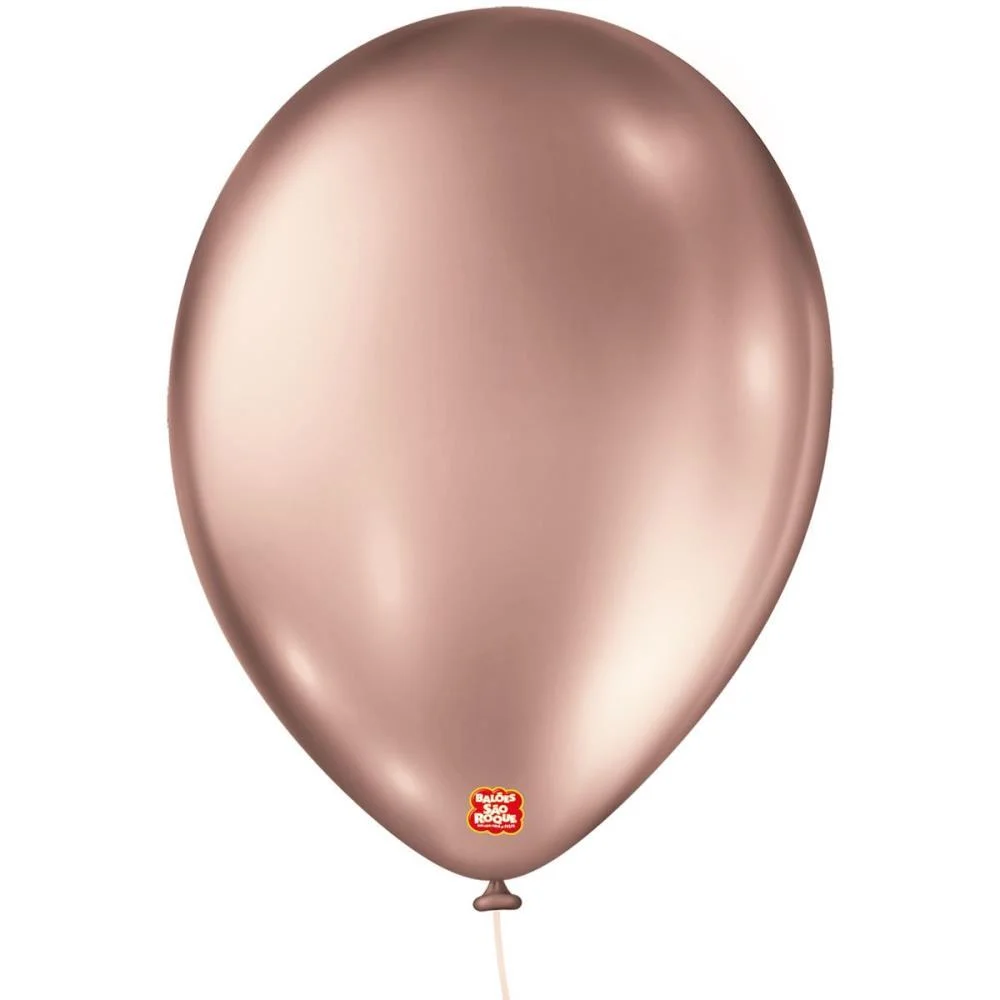 Balao 9 Liso Metalizado Rose Gold Sao Roque (Pct.c/25)