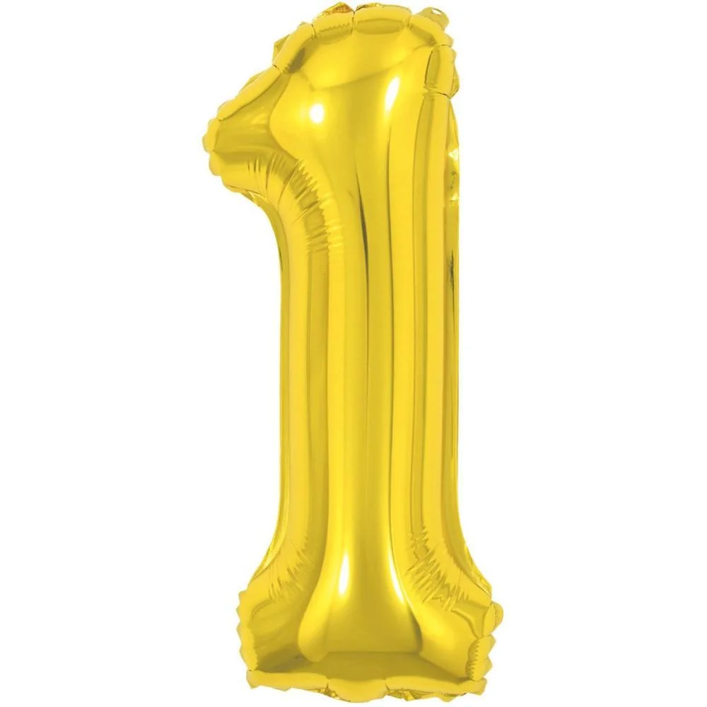 Balao Metalizado Numero 1 Dourado 40Cm. Make+