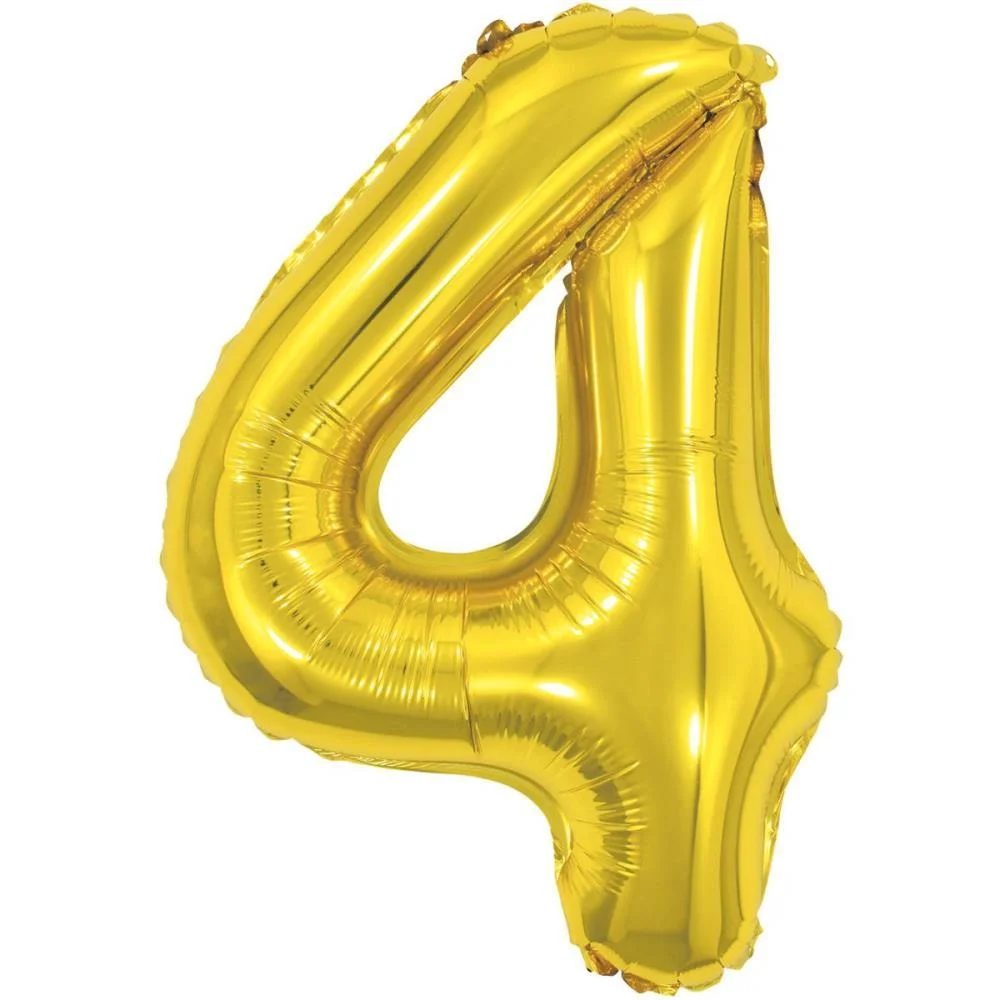 Balao Metalizado Numero 4 Dourado 40Cm. Make+