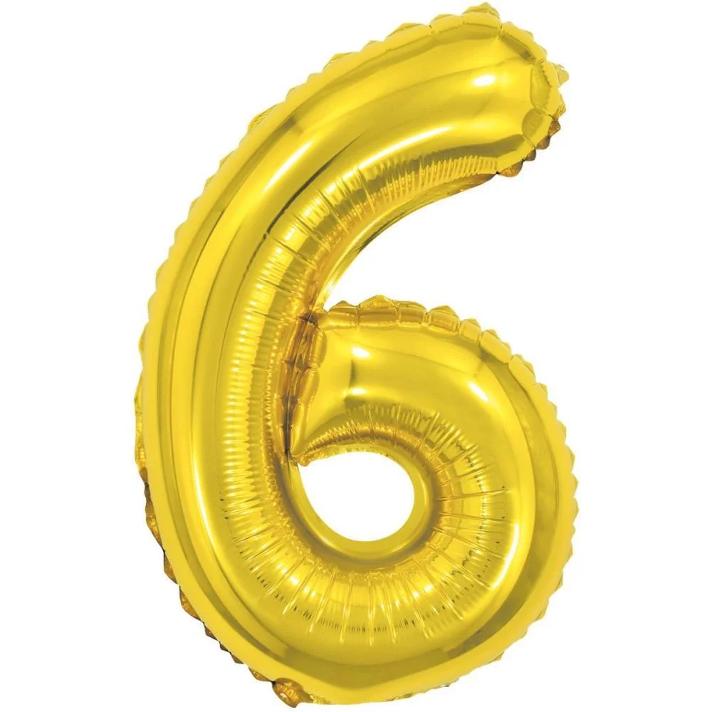 Balao Metalizado Numero 6 Dourado 40Cm. Make+