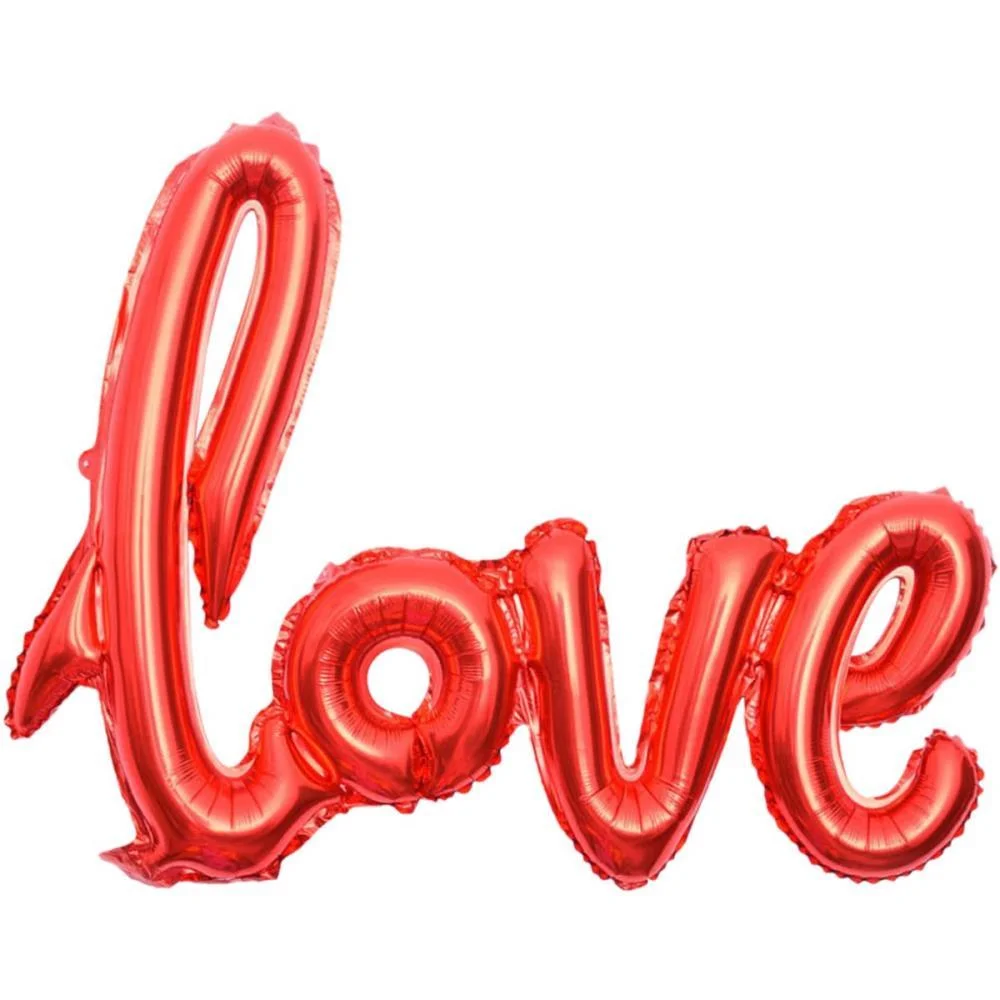 Balao Metalizado Decorado Love Vermelho 108X65Cm. Make+