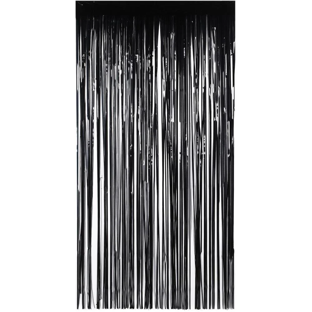 Cortina Para Decoracao Metalizada Preto 1X2M Make+