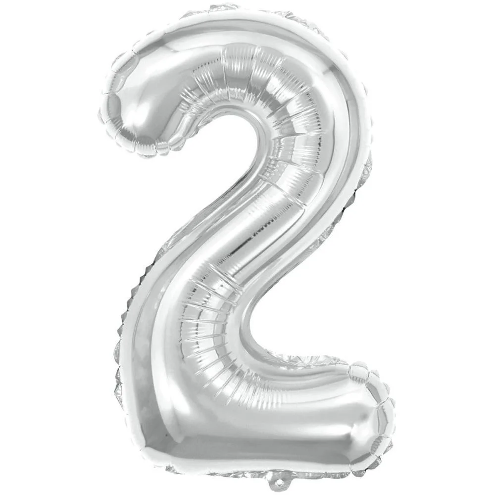 Balao Metalizado Numero 2 Prata 40Cm Make+