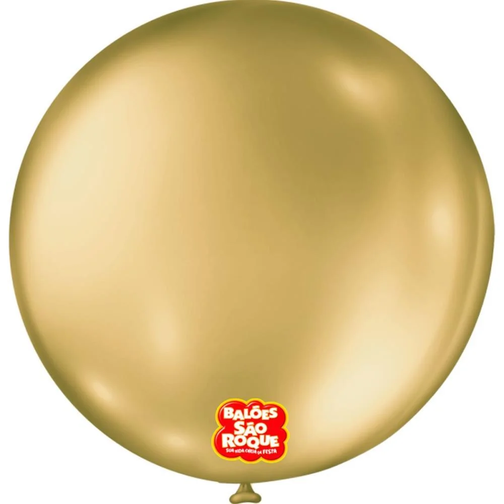 Balao 5 Liso Metalizado Ouro Redondo Sao Roque (Pct.c/25)