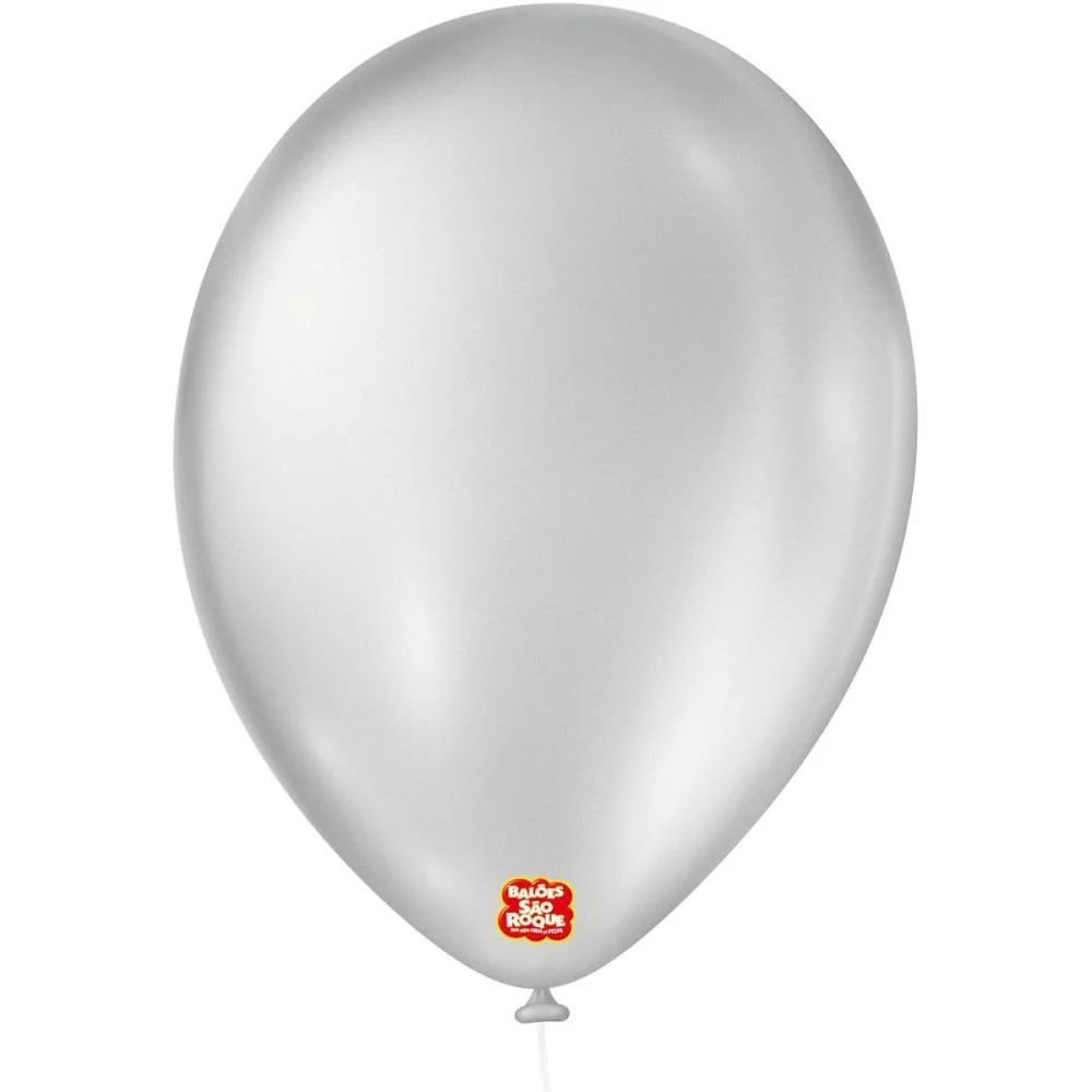 Balao 9 Liso Cintilante Prata Sao Roque (Pct.c/25)