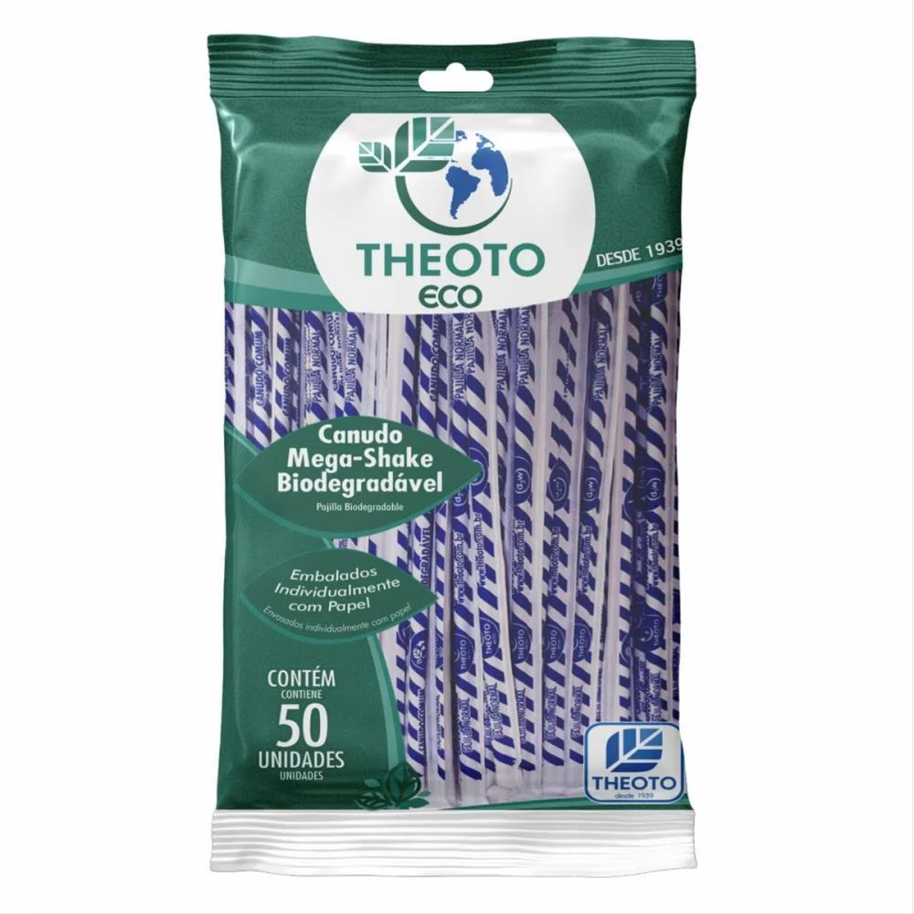 Canudo Biodegradavel Mega Drink Theoto (Pct.c/50)