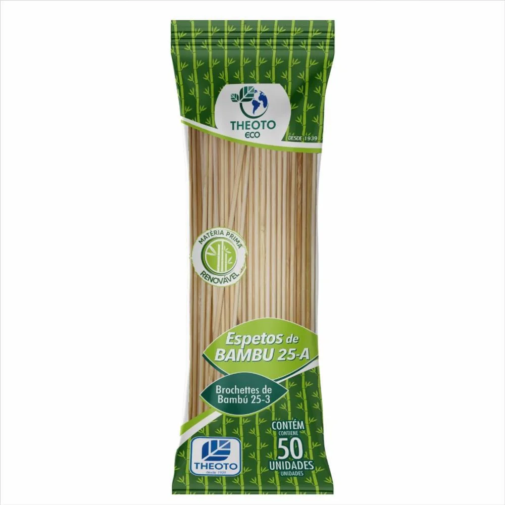 Espeto Madeira 25Cmx3Mm. Bambu Theoto (Pct.c/50)