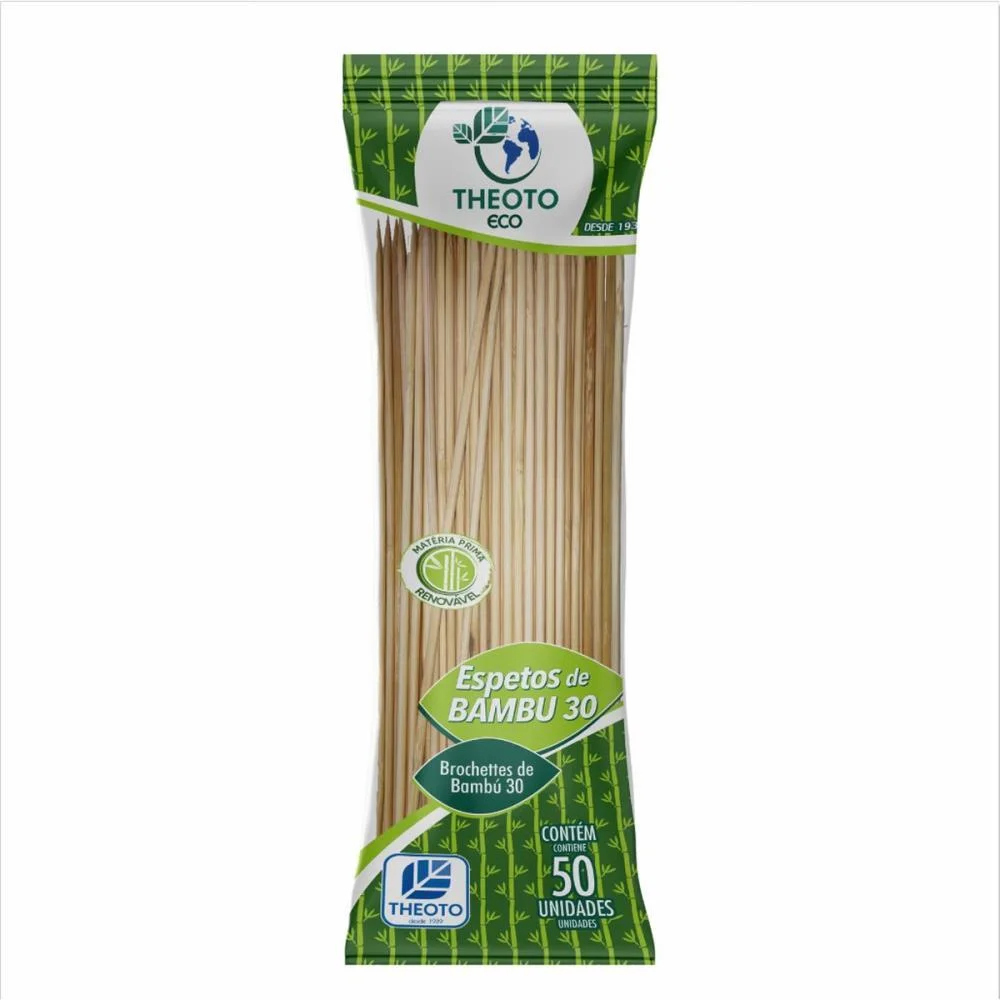 Espeto Madeira 30Cmx4Mm. Bambu Theoto (Pct.c/50)