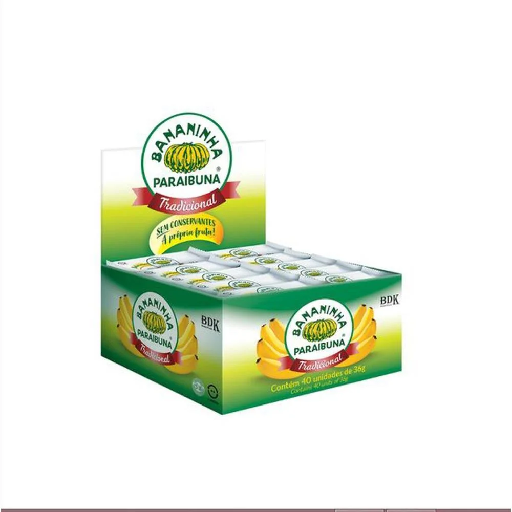Doce Bananinha Tradicional 36G. Bananinha Paraibuna C/ 40 Unidades
