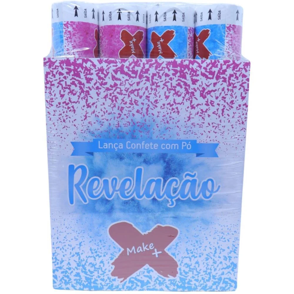 Lancador De Confete Lanca Confete C/Po Az Revelaca Make+ C/ 12 Unidades