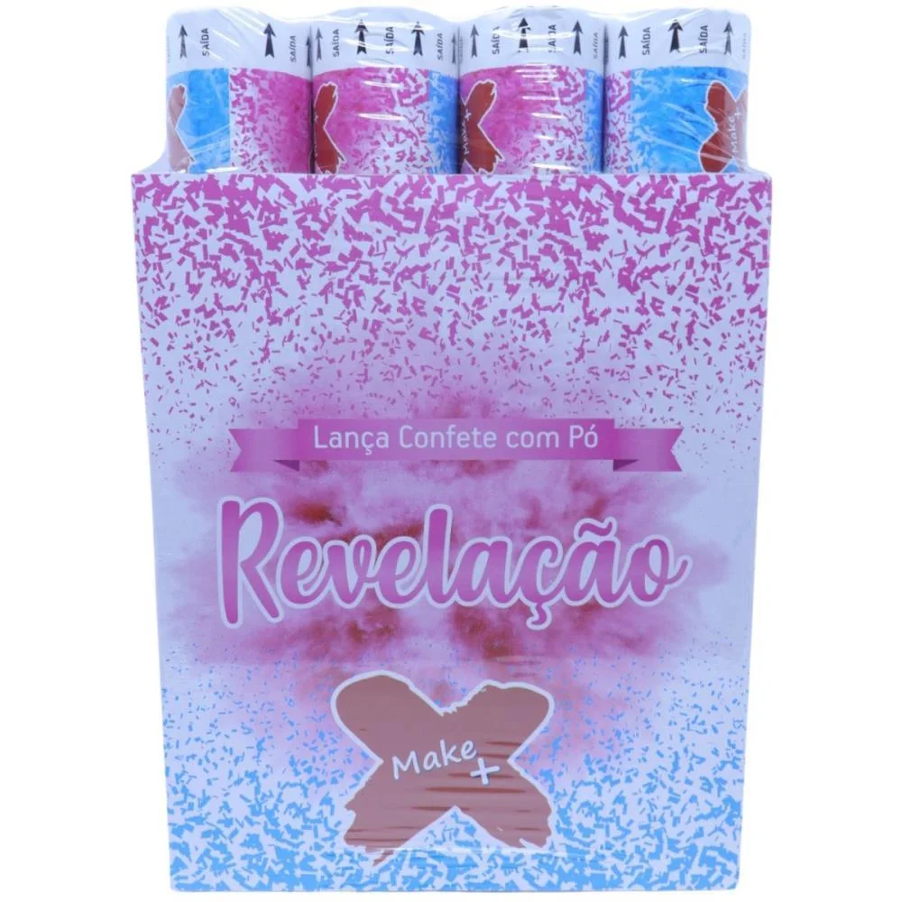 Lancador De Confete Lanca Confete C/Po Rs Revelaca Make+ C/ 12 Unidades